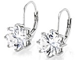 White Cubic Zirconia Rhodium Over Sterling Silver Flower Earrings 3.66ctw