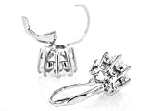 White Cubic Zirconia Rhodium Over Sterling Silver Flower Earrings 3.66ctw