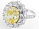 Canary And White Cubic Zirconia Rhodium Over Sterling Silver Ring 13.13ctw