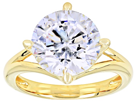 White Cubic Zirconia 18K Yellow Gold Over Sterling Silver Ring 7.76ctw