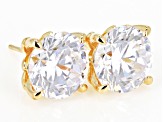 White Cubic Zirconia 18k Yellow Gold Over Sterling Silver Stud Earrings 7.76ctw