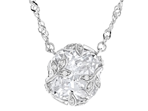 White Cubic Zirconia Platinum Over Sterling Silver Necklace 6.71ctw