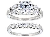 White Cubic Zirconia Rhodium Over Sterling Silver Ring Set 4.42ctw