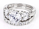 White Cubic Zirconia Rhodium Over Sterling Silver Ring Set 4.42ctw