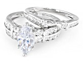 White Cubic Zirconia Rhodium Over Sterling Silver Ring Set 4.63ctw