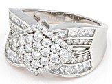 White Cubic Zirconia Platinum Over Sterling Silver Ring 3.08ctw