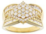White Cubic Zirconia 18K Yellow Gold Over Sterling Silver Ring 3.08ctw