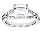 White Cubic Zirconia Rhodium Over Sterling Silver Asscher Cut Ring 4.82ctw