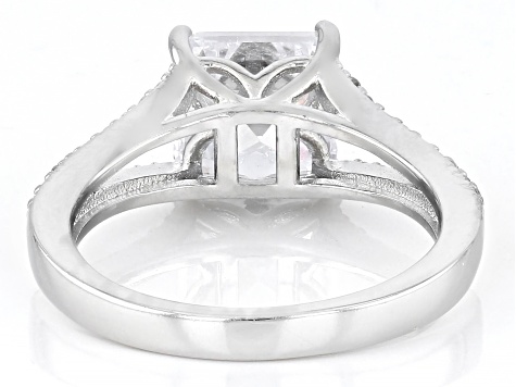 White Cubic Zirconia Rhodium Over Sterling Silver Asscher Cut Ring 4.82ctw