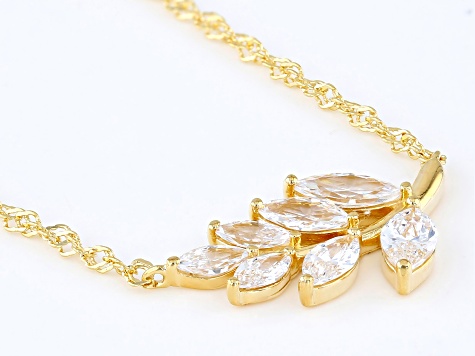 White Cubic Zirconia 18k Yellow Gold Over Sterling Silver Necklace 2.45ctw