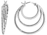 White Cubic Zirconia Platinum Over Sterling Silver Hoops 3.45ctw