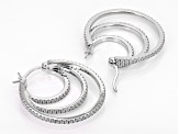 White Cubic Zirconia Platinum Over Sterling Silver Hoops 3.45ctw