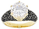 White And Black Cubic Zirconia 18k Yellow Gold Over Sterling Silver Ring 6.69ctw