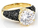 White And Black Cubic Zirconia 18k Yellow Gold Over Sterling Silver Ring 6.69ctw
