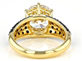 White And Black Cubic Zirconia 18k Yellow Gold Over Sterling Silver Ring 6.69ctw