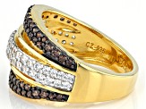Mocha And White Cubic Zirconia 18k Yellow Gold Over Sterling Silver Ring 2.36ctw