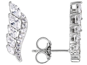 White Cubic Zirconia Rhodium Over Sterling Silver Climber Earrings 1.85ctw