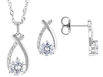 Picture of White Cubic Zirconia Rhodium Over Sterling Silver Jewelry Set 5.34ctw