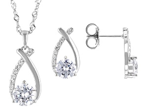 White Cubic Zirconia Rhodium Over Sterling Silver Jewelry Set 5.34ctw