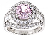 Pink And White Cubic Zirconia Platinum Over Sterling Silver Ring 9.37ctw