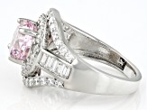 Pink And White Cubic Zirconia Platinum Over Sterling Silver Ring 9.37ctw