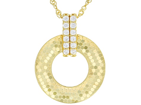 White Cubic Zirconia 18k Yellow Gold Over Sterling Silver Pendant With Chain 0.45ctw