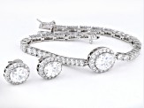 White Cubic Zirconia Rhodium Over Sterling Silver Jewelry Set 20.40ctw