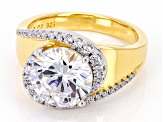 White Cubic Zirconia 18k Yellow Gold And Rhodium Over Sterling Silver Ring 6.23ctw