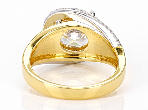 White Cubic Zirconia 18k Yellow Gold And Rhodium Over Sterling Silver Ring 6.23ctw