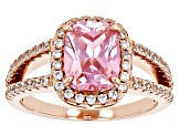 Pink And White Cubic Zirconia 18k Rose Gold Over Sterling Silver Ring 4.72ctw