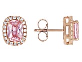 Pink And White Cubic Zirconia 18k Rose Gold Over Sterling Silver Earrings 5.64ctw.