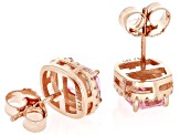 Pink And White Cubic Zirconia 18k Rose Gold Over Sterling Silver Earrings 5.64ctw.