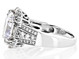 White Cubic Zirconia Rhodium Over Sterling Silver Asscher Cut Ring 9.01ctw