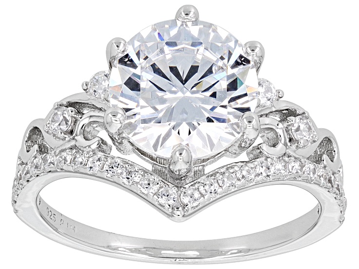 White Cubic Zirconia Rhodium Over Sterling Silver Ring 4.98