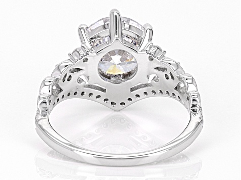 soooh White Cubic Zirconia Rhodium Over Sterling Silver Ring 4.98
