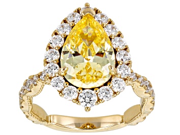 Picture of Canary And White Cubic Zirconia 18k Yellow Gold Over Sterling Silver Ring 8.25ctw