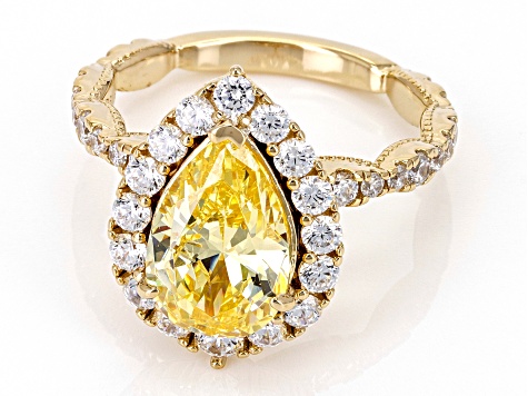 Canary And White Cubic Zirconia 18k Yellow Gold Over Sterling Silver Ring 8.25ctw