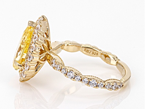 Canary And White Cubic Zirconia 18k Yellow Gold Over Sterling Silver Ring 8.25ctw