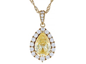 Canary And White Cubic Zirconia 18K Yellow Gold Over Sterling Silver Pendant With Chain 7.44ctw
