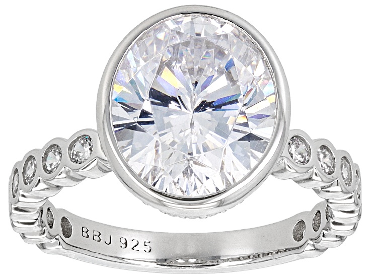 White Cubic Zirconia Rhodium Over Sterling Silver Ring 11.35