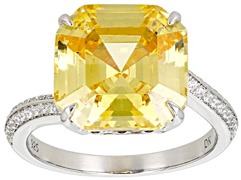 Yellow And White Cubic Zirconia Platinum Over Sterling Silver Asscher ...