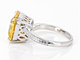 Yellow And White Cubic Zirconia Platinum Over Sterling Silver Asscher Cut Ring 13.80ctw