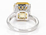Yellow And White Cubic Zirconia Platinum Over Sterling Silver Asscher Cut Ring 13.80ctw