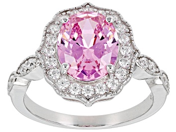 Picture of Pink And White Cubic Zirconia Rhodium Over Sterling Silver Ring 4.71ctw