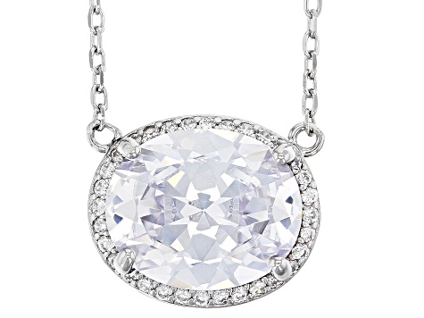 White Cubic Zirconia Rhodium Over Sterling Silver Necklace 6.83ctw