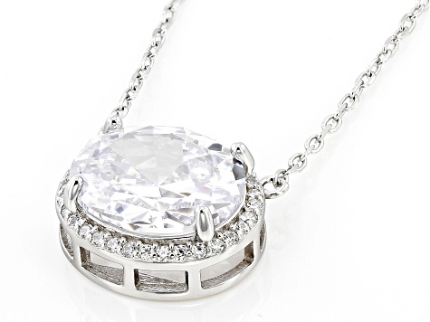White Cubic Zirconia Rhodium Over Sterling Silver Necklace 6.83ctw