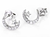 White Cubic Zirconia Rhodium Over Sterling Silver Celestial Earrings 0.76ctw