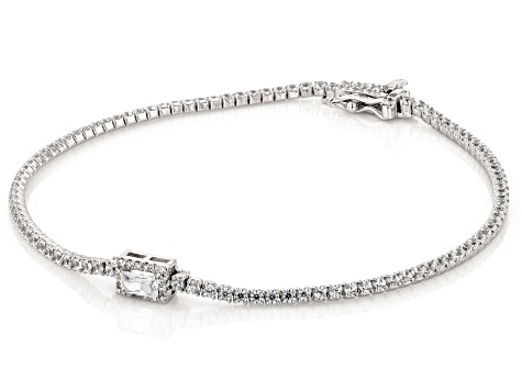 White Cubic Zirconia Rhodium Over Sterling Silver Tennis Bracelet Set 5.70ctw