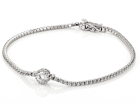 White Cubic Zirconia Rhodium Over Sterling Silver Tennis Bracelet Set 5.70ctw