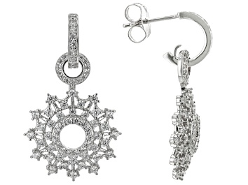 Picture of White Cubic Zirconia Rhodium Over Sterling Silver Snowflake Earrings 3.05ctw